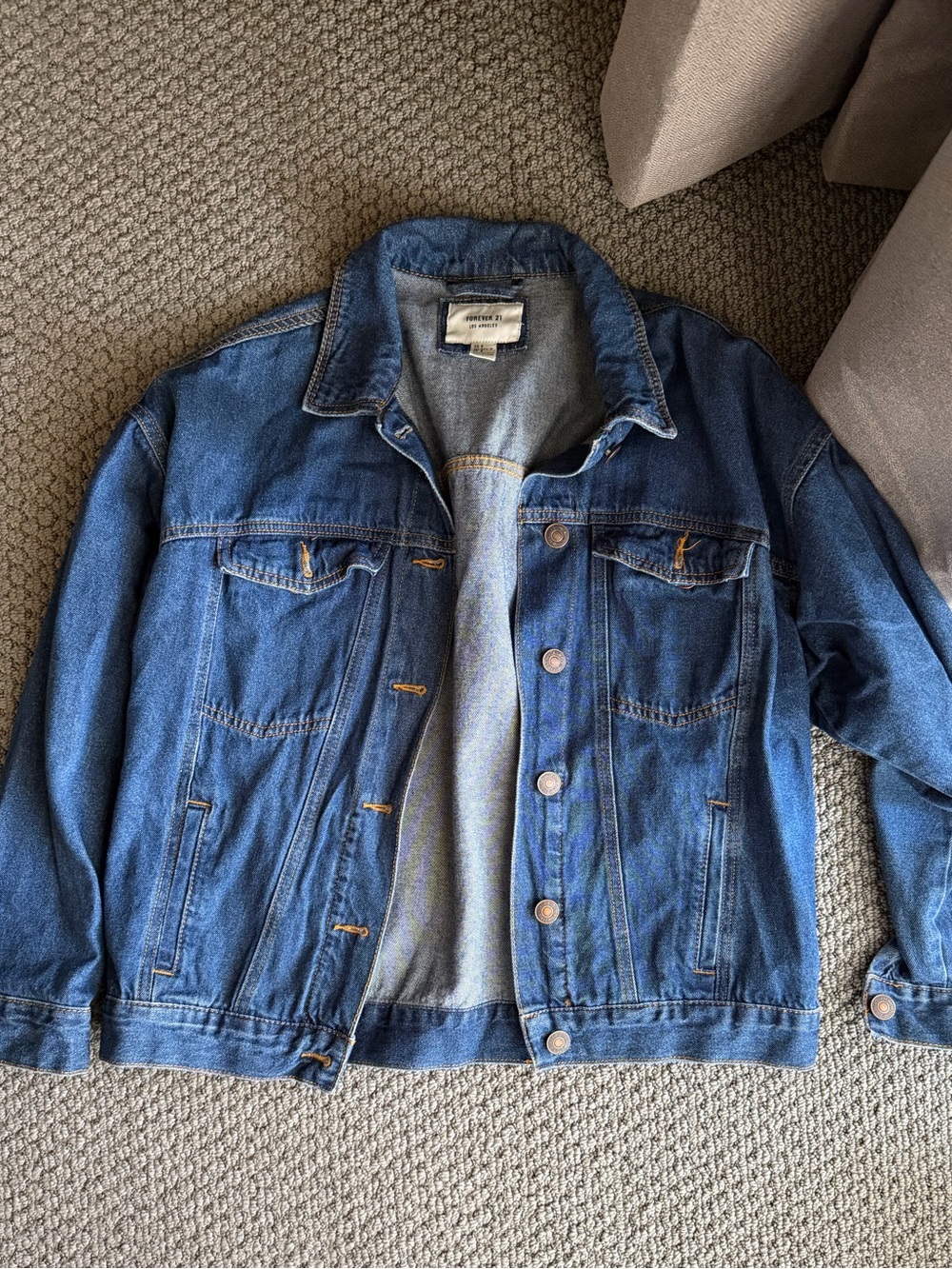 Forever 21 Women’s Oversized Dark Blue Denim Jacket